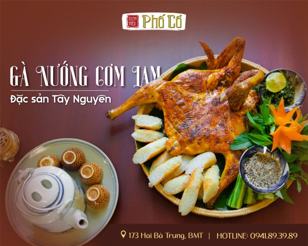 Gà nướng cơm lam trong bộ ảnh của Cơm Niêu Phố Cổ.