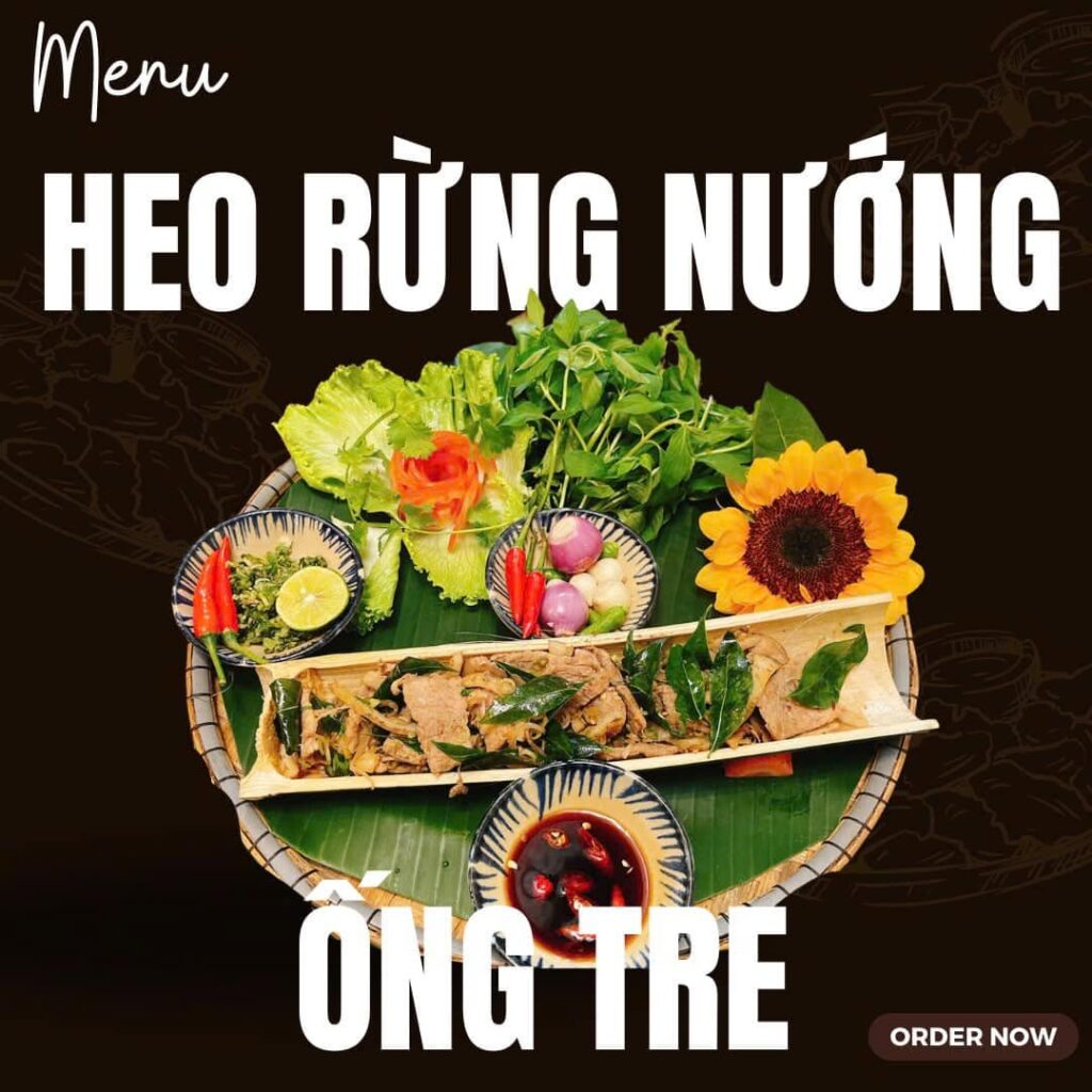 Heo rừng nướng ống tre tại Cơm Niêu Phố Cổ