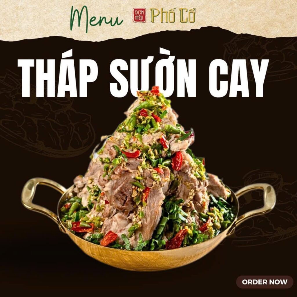 Tháp sườn siêu cay tại Cơm Niêu Phố Cổ